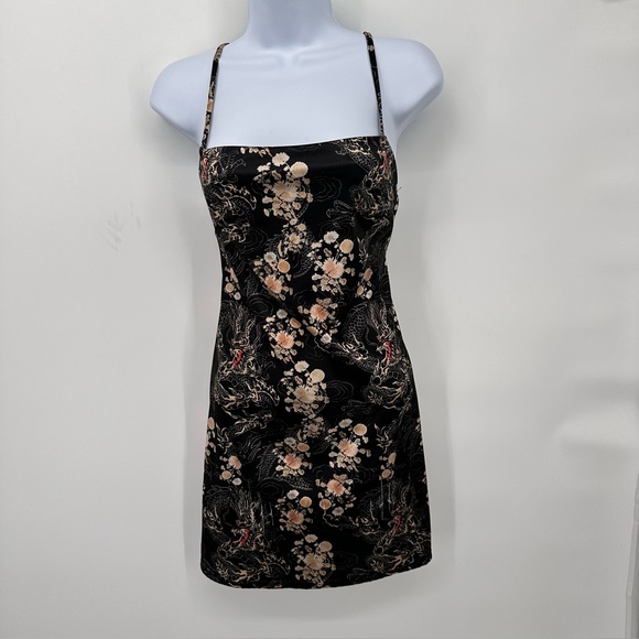 Urban Outfitters Dresses & Skirts - Urban Outfitters Dragon Print Black and Gold Dress‎ Adjustable Straps Bodycon